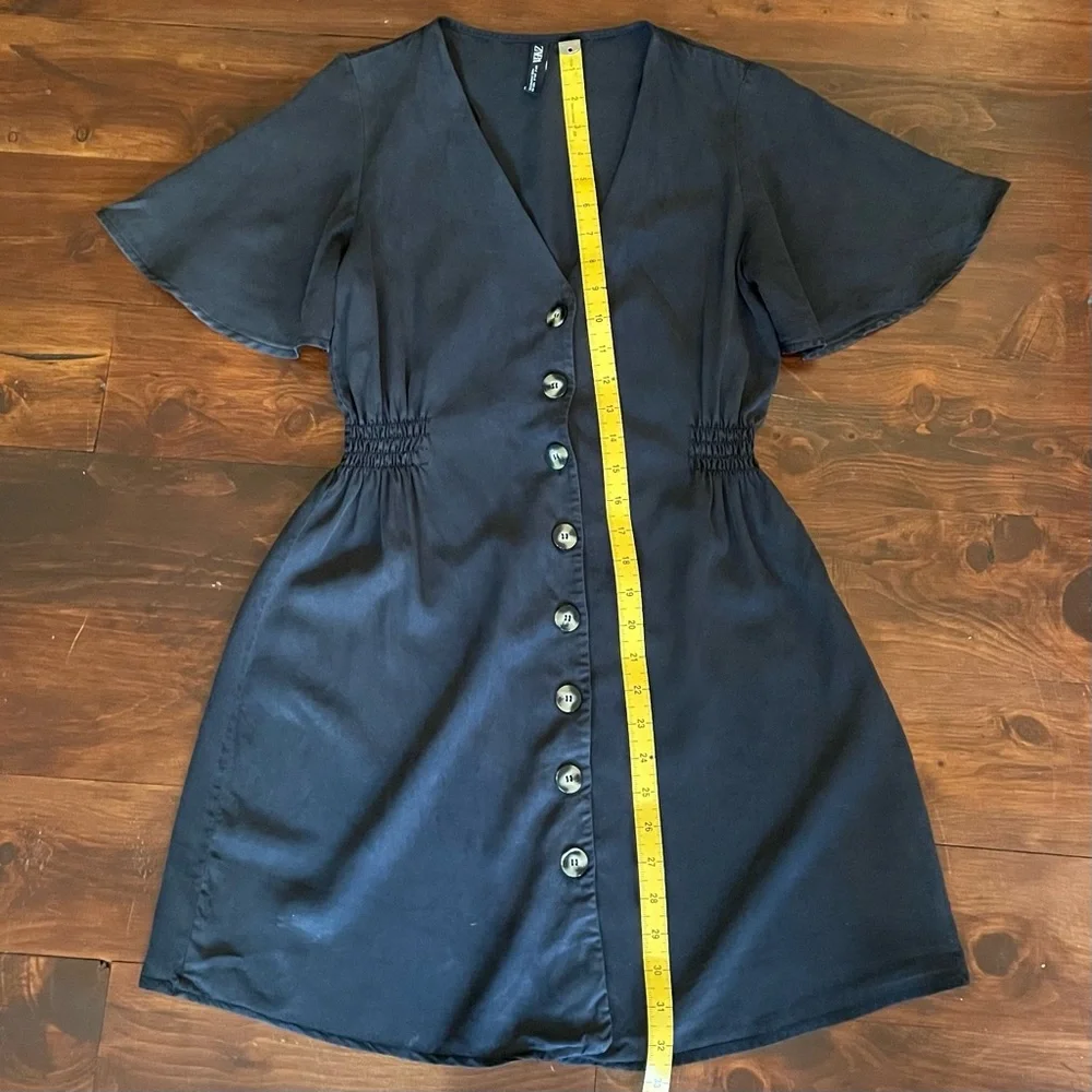 Zara Black Ruffled Buttoned Mini Sundress - Picture 3 of 3